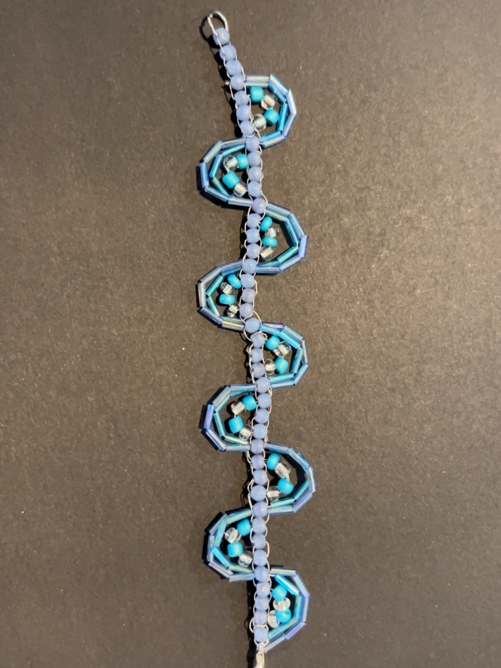 Handmade Beaded Blue Ocean Spiral Bracelet - Picture 8 of 8